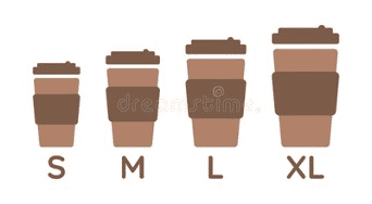 Coffee cups of different sizes