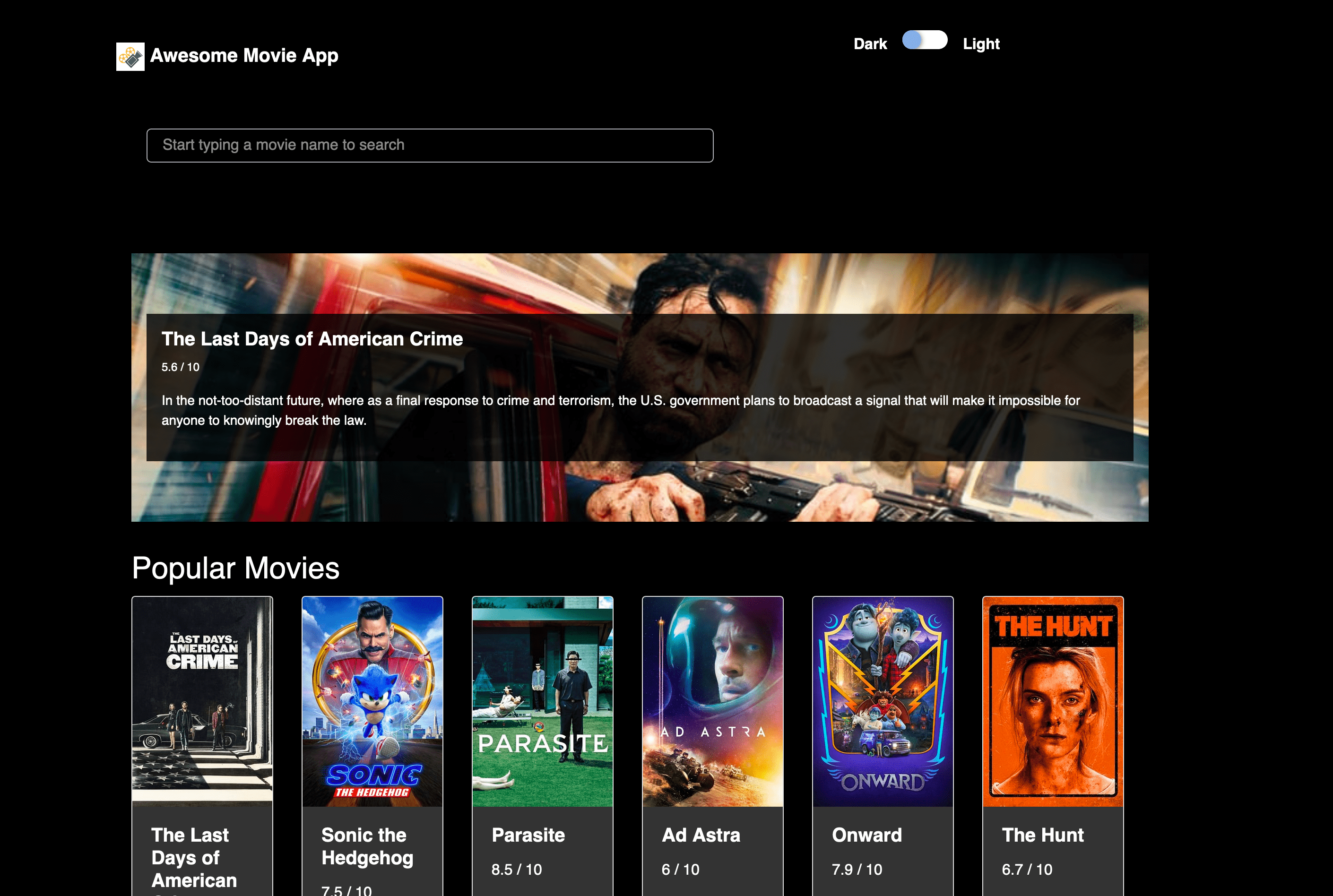 Awesome Movie App- Featured Shot